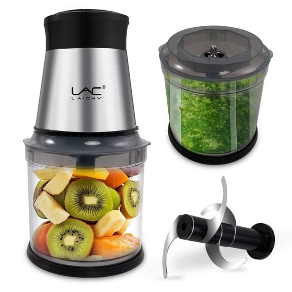 LAC LAICHY 4 Cup 2 Speed Food Processor Stainless Steel Blades Veggie Chopper for Kitchen Use Meal Fruits Vegetables, Sliver
