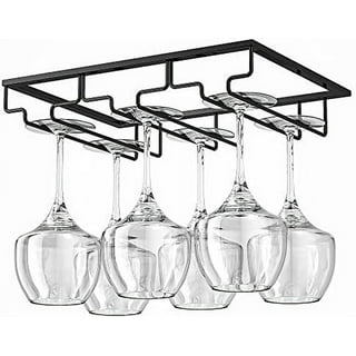 Keyohome Metal Wine Glass Rack Under Cabinet Stemware Rack Wire Wine Glass  Holder Glass Drying Storage Hanger(8 Glass)