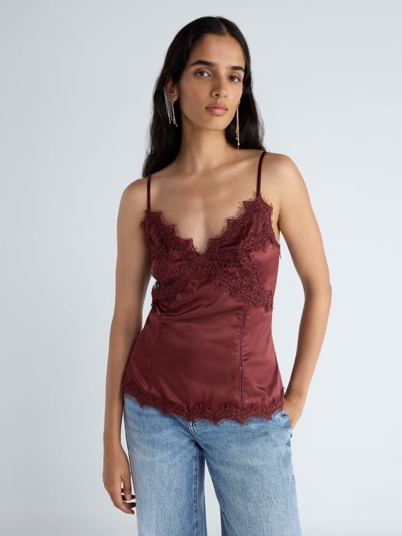 Women's Satin Lace Cami, Sizes XS-XXL