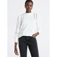 thumbnail image 1 of Free Assembly Women's French Terry Sweatshirt with Lace Inset and Long Puff Sleeves, Sizes XS-XXL, 1 of 4