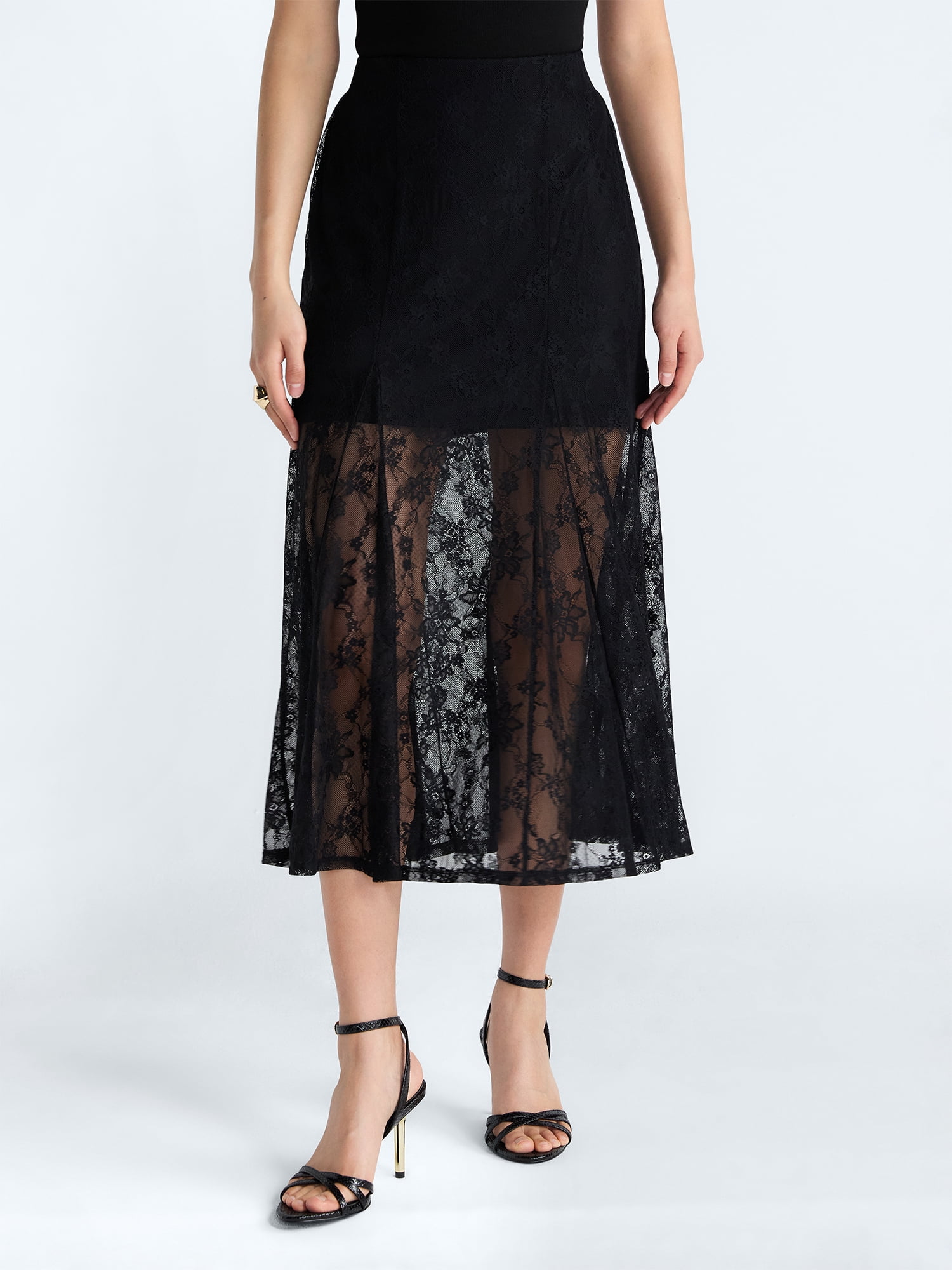 Devil Wears Prada Scoop Collection Women's Lace Maxi Skirt, Sizes