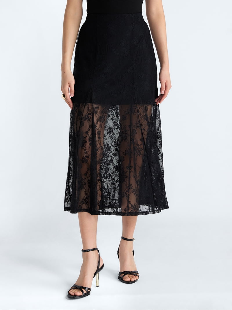 スカート lace velour maxi skirt Devil Wears Prada Scoop Collection Women's Lace Maxi Skirt, Sizes