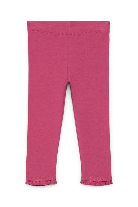 Baby Girls Jersey Knit Leggings with Lace Trim, Sizes 0M-24M