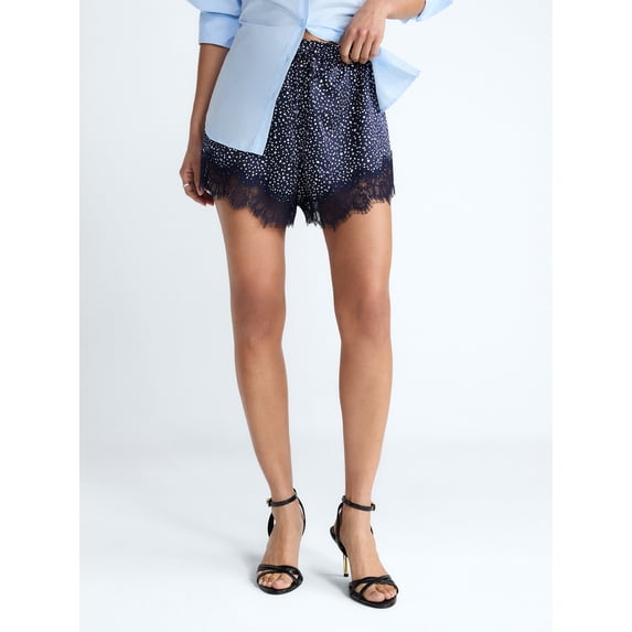 Devil Wears Prada Scoop Collection Women's Lace Trim Shorts, 4'' Inseam, Sizes XS-XXL
