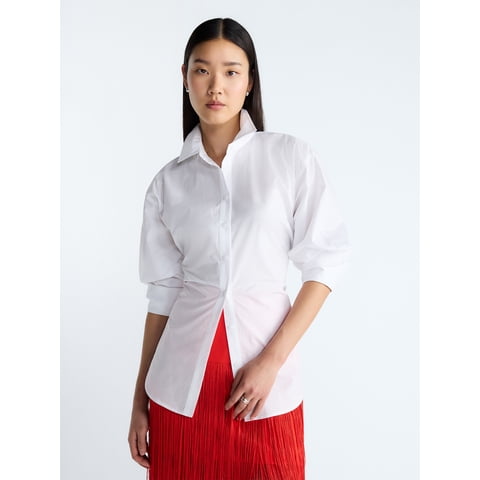 Devil Wears Prada Scoop Collection Women's and Women's Plus Lace Up Cotton Shirt, Sizes XS-4X