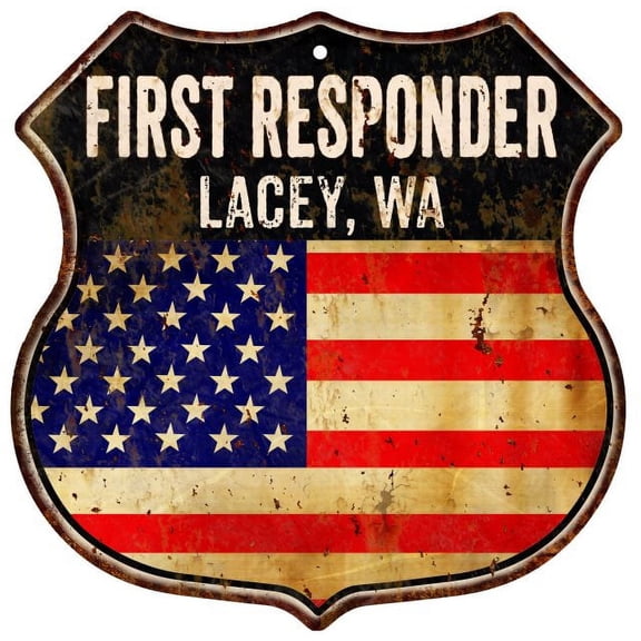 LACEY, WA First Responder USA 12x12 Metal Sign Fire Police 211110022819