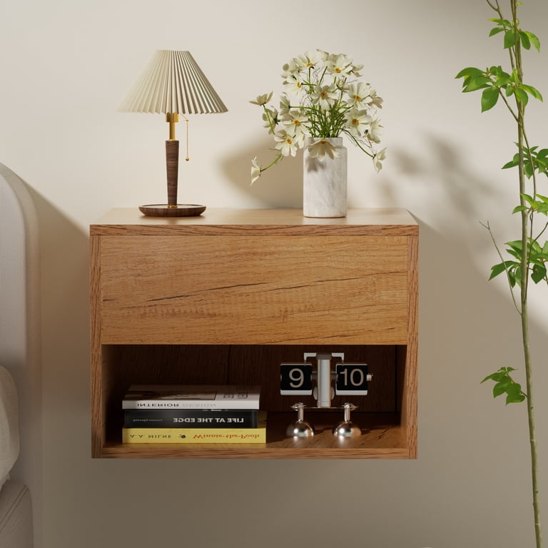 Night Table Wall Mount Shelf Afuly Floating Nightstand With LED Light — free download