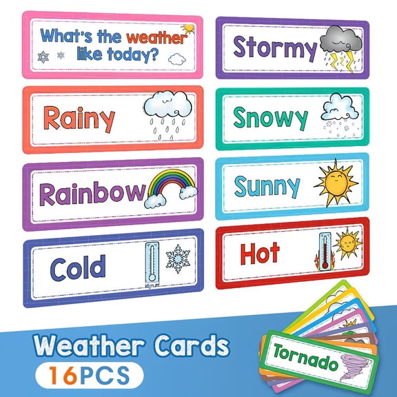 LACHILLY 16 Weather Flash Cards for Preschool STEM Learning