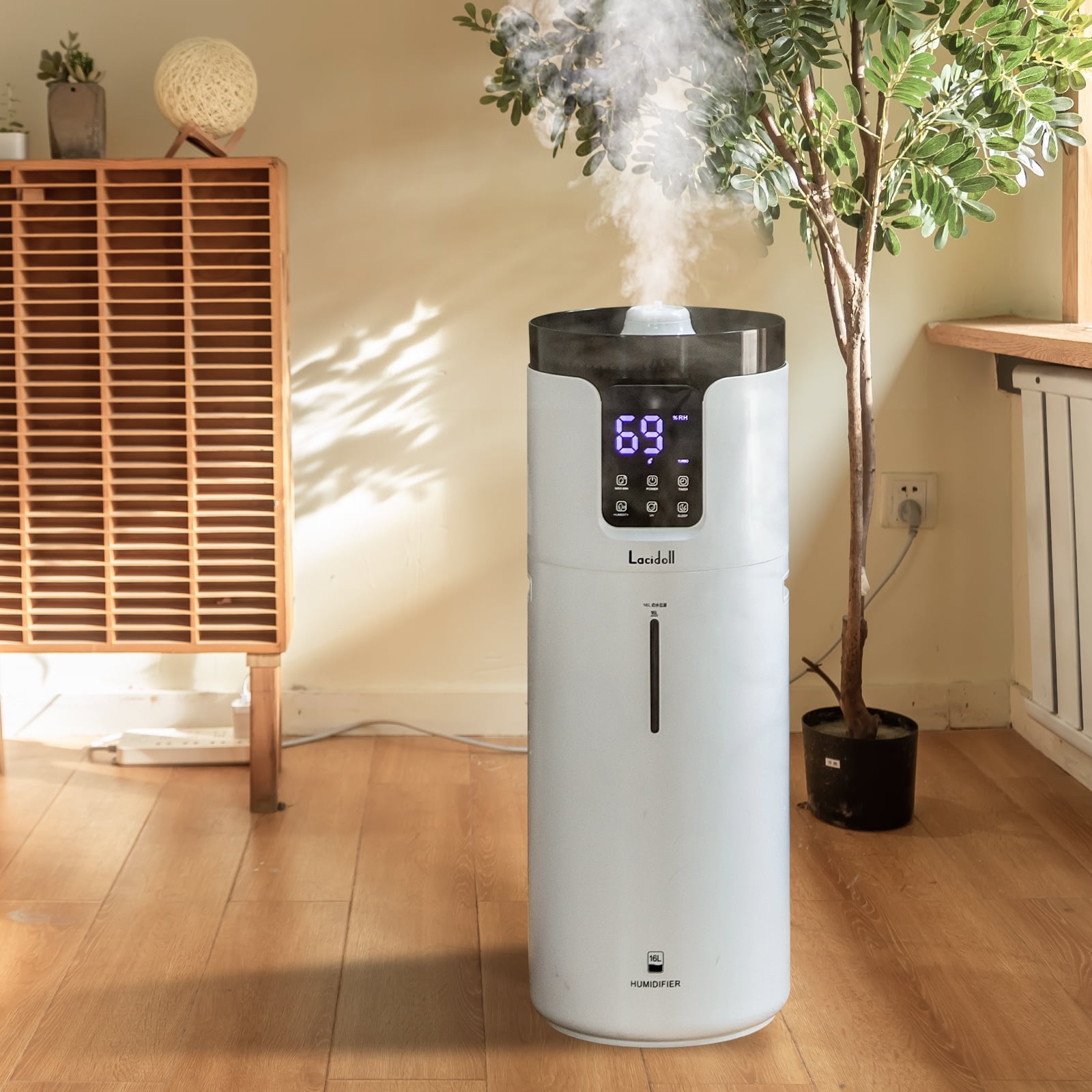 LACIDOLL Humidifiers for Large Room Home Bedroom, 4.2Gal 16L 1000ML/H Ultrasonic Cool Mist Humidifiers for 1000 Sq.ft - Essential Oil Tray, 4 Mist Speed Settings, Remote