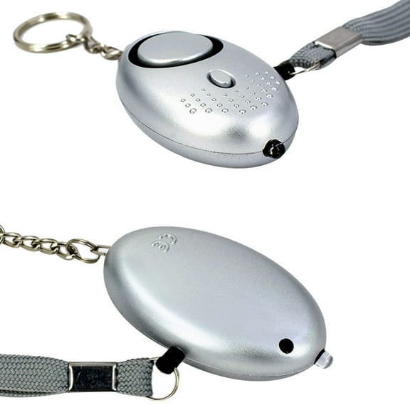 LACKUST 130dB Alarm Keychain with LED Light,Clearance Keychains Rings for Keys for Men Women for Car,Emergency Panic Protection,Silver