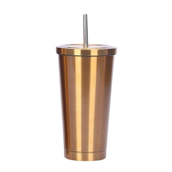 LACKUST 18 oz Vacuum-Insulated Stainless Steel Tumble,Fashionable Stainless Steel Straw Cup Coffee Cup 500ml Large Capacity Vacuum Portable Insulation Gift Cup,Stainless Steel,Gold
