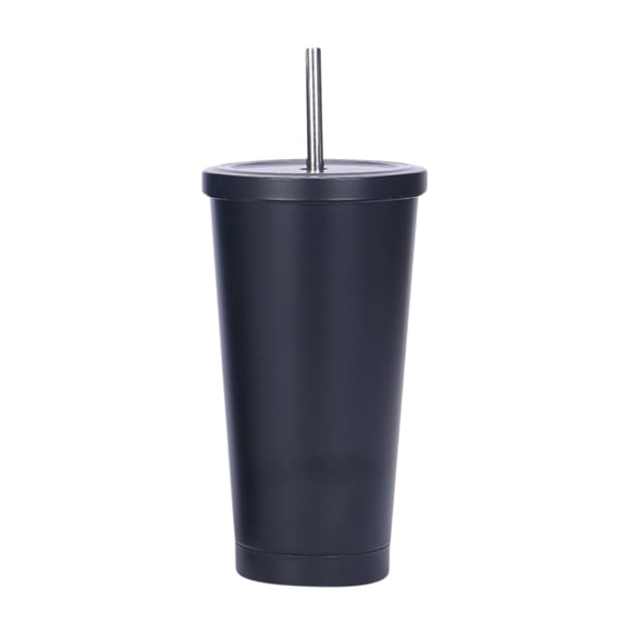 LACKUST 18 oz Vacuum-Insulated Stainless Steel Tumble,Fashionable Stainless Steel Straw Cup Coffee Cup 500ml Large Capacity Vacuum Portable Insulation Gift Cup,Stainless Steel,Black