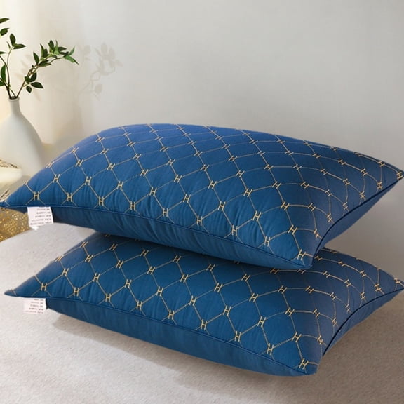 LACKUST 1PC Headrest Core - Embroidery, Solid Color Brushed Fabric, Quilted Pillow,Blue