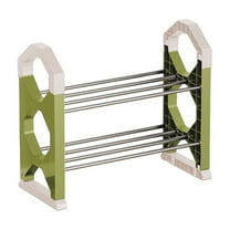 LACKUST 2 Tier Green Shoe Rack, Stainless Steel Small Narrow Entryway Shoe Storage, Sturdy Ventilated Closet Bedroom Shoe Organizer, Easy Install Space Saving