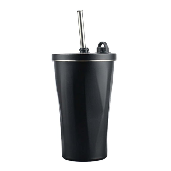 LACKUST 20 oz Vacuum-Insulated Stainless Steel Tumble,Stainless Steel Straw Cup Portable Diamond Coffee Cup Vacuum Large Capacity Water Cup Car Cup,Stainless Steel,Black