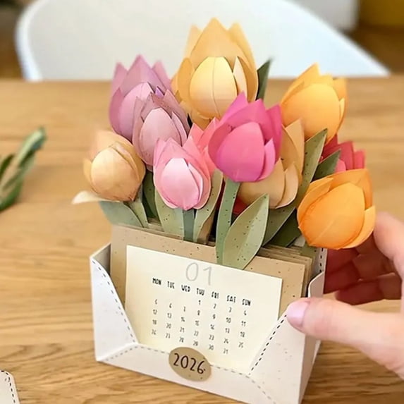 LACKUST 2026 Floral Desk Calendar - Botanical Wall Calendar with Premium Paper, Compact Home Office Decor & Gift for Women, Friends, Coworkers