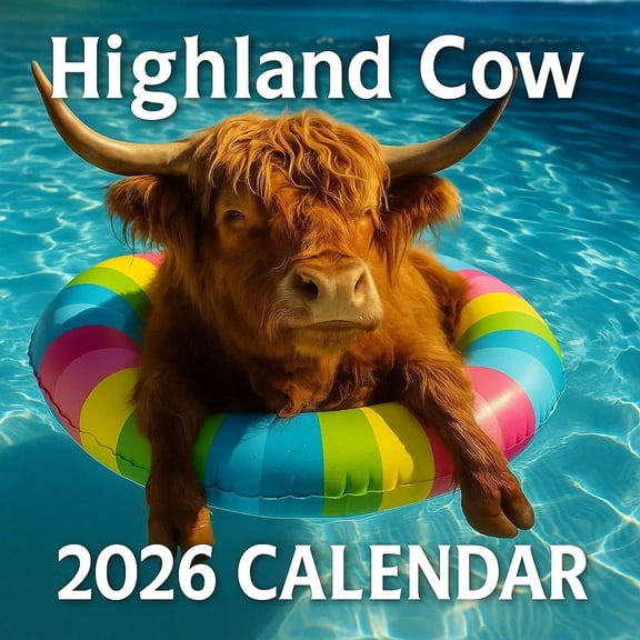 LACKUST 2026 Highland Cow Wall Calendar | Monthly Planner 11x8.5 Inch | Farmhouse Wall Art & Gift for Animal Lovers