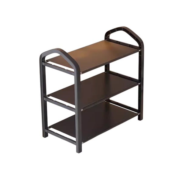 LACKUST 3 Tier Plastic Shoe Rack, Space Saving Shoe Organizer for Small Spaces - Easy Assembly Sturdy Shoe Storage for Dorm Room Apartment, Black