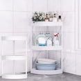 thumbnail image 1 of LACKUST 3-Tier White Bathroom Corner Shelf Free-Standing Triangular Organizer for Narrow Space Kitchen Storage with Waterproof Design, 1 of 7