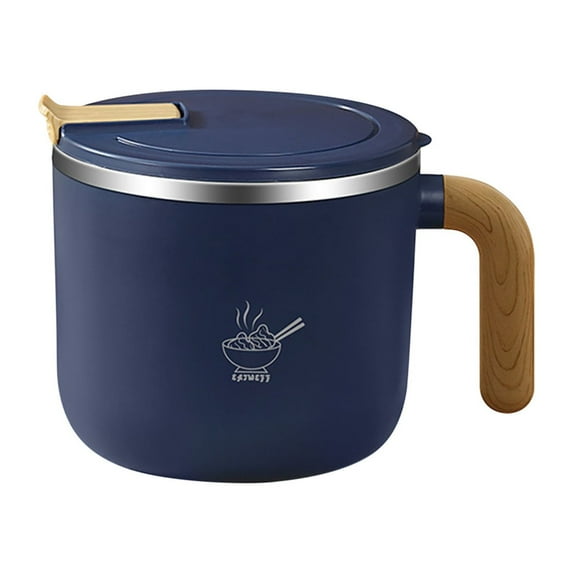 LACKUST 304 Stainless Steel Large Ramen Bowls Noodles,Ramen Bowl Instant Lunch Box with Lid for for Home Kitchen Office College Dorm Room,Blue