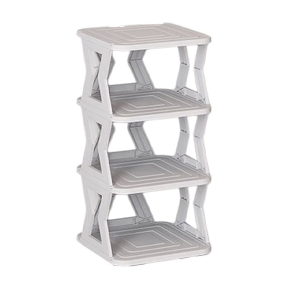 LACKUST 4 Tier Grey Plastic Shoe Rack, Small Narrow Crevice Shoe Storage Shelves, Easy Install Multifunctional Shoe Organizer for Entryway, Doorway, Bedroom Closet, Household Hallway Use
