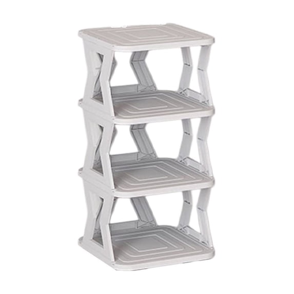 LACKUST 4 Tier Grey Plastic Shoe Rack, Small Narrow Crevice Shoe Storage Shelves, Easy Install Multifunctional Shoe Organizer for Entryway, Doorway, Bedroom Closet, Household Hallway Use