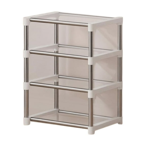 LACKUST 4 Tier Plastic Shoe Rack for Dorm & Entryway, Small Space Waterproof Shoe Organizer, Easy to Assemble White Shoe Storage