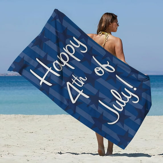 LACKUST 4th of July Beach Towel - Quick-Dry Sandproof for Holiday & Beach, 75x150cm