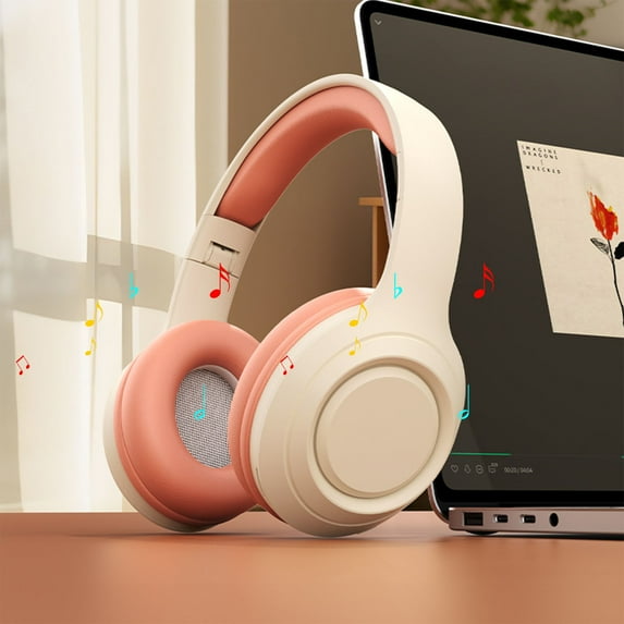 LACKUST 5.4 Wireless Bluetooth Headset,Clearance Noise Cancelling Bluetooth Headphones for Kids,Heavy Duty Sports and Gaming,Pink