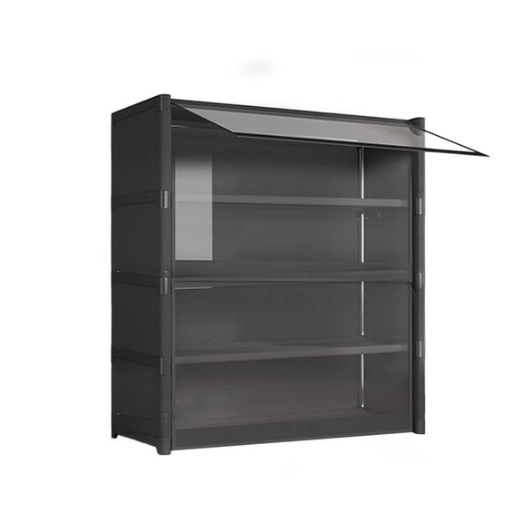 LACKUST 5 Tier Black Shoe Rack with Clear Cover, Metal Shelf Steel Tube Shoe Storage Organizer for Entryway Closet Bedroom Dorm, Easy Install No Tools