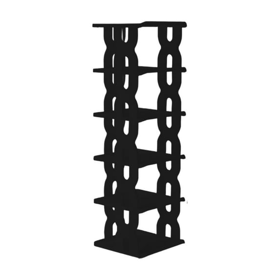 LACKUST 6 Tier Stackable Shoe Rack, Plastic Black Shoe Organizer with Non-Slip Design, Easy Assembly Entryway/Bedroom Waterproof Shoe Storage Shelf