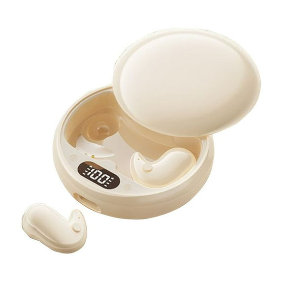 LACKUST ANC True Wireless Earbuds, Bluetooth 5.3, 96% Noise Canceling, Digital Display, 15-Hour Playtime, Hi-Fi Sound, Ergonomic Fit, Beige