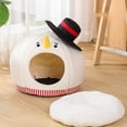 thumbnail image 1 of LACKUST All-Season Universal Semi-Enclosed Cat House,Dog bed for Indoor Clearance,with Litter, Winter Warm, Cute Christmas Snowman Cat House, Pet Supplies,White, 1 of 6