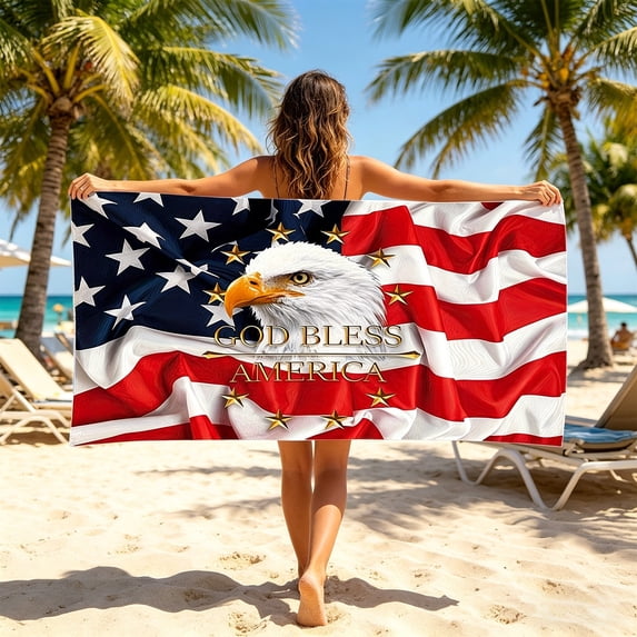 LACKUST American Flag Beach Towel,Extra Large 63x31.5 in,Polyester Microfiber,Super Absorbent Quick Dry Lightweight for Independence Day 4th of July Travel Pool