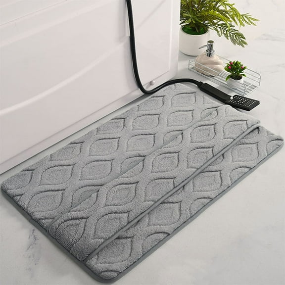 LACKUST Bathroom Rugs Clearance Water-Absorbent Shower Mat - Quick-Dry Non-Slip Bath Mats and Rug for Toilet and Shower Entrance,23.6x15.7in,Gray