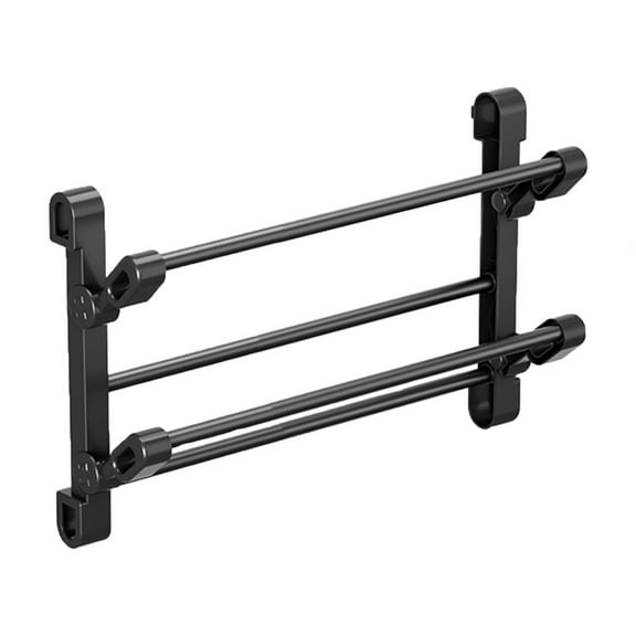 LACKUST Bathroom Shoe Rack Wall Mounted - No Drill Foldable Height Adjustable, Stainless Steel Black Space Saving Shoe Storage Rack with Towel Hanger