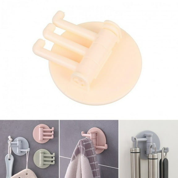 LACKUST Bathroom Towel Hooks on Sale,2KG Adhesive Hook Rotatable Strong Bearing Stick Hook Bathroom Wall Rack Tools,Beige