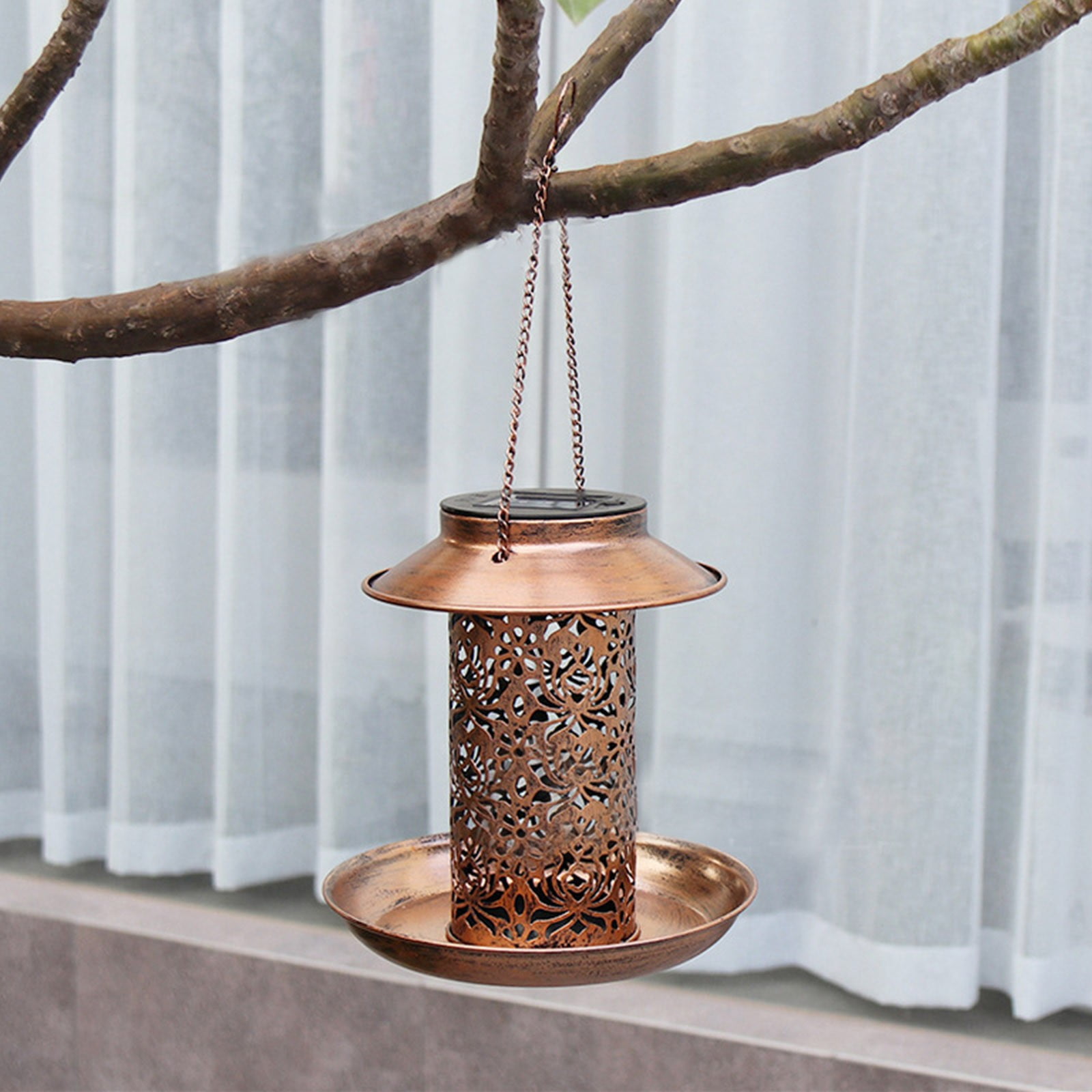 LACKUST Bird Feeders Outdoor Clearance,2-in-1 Solar Bird Feeder and Street Lamp with Metal Tray for Garden,Multicolor