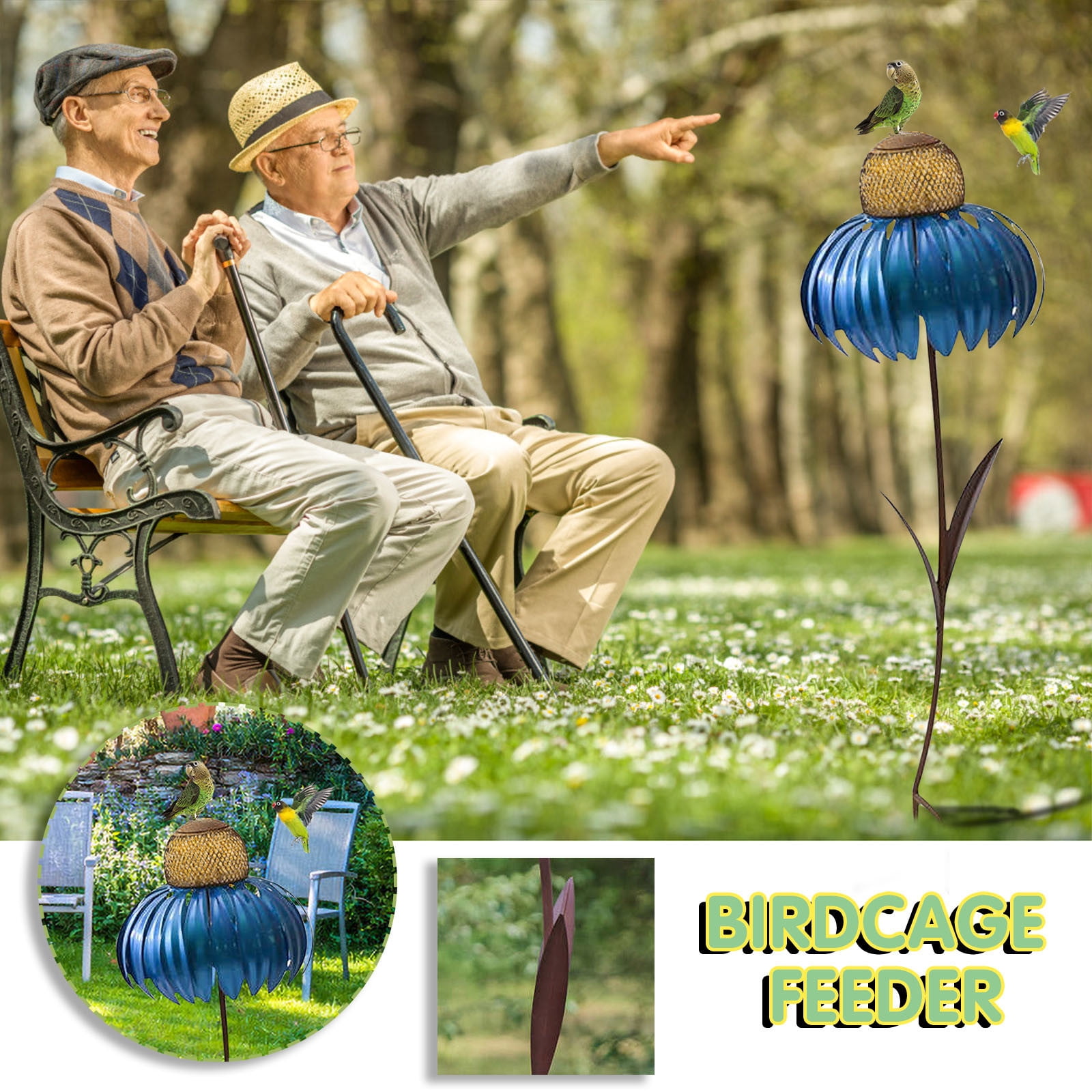 LACKUST Bird Feeders Outdoor Clearance,Creative Coneflower Bird Feeder for Outdoor Garden Yard Decoration,Blue