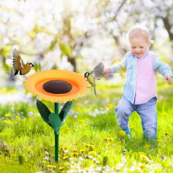 LACKUST Bird Feeders Outdoor Clearance,Outdoor Sunflower Standing Bird Feeder with Flower-Shaped Tray for Garden Decoration,Yellow