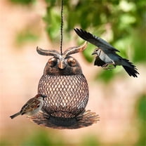 LACKUST Bird Feeders Outdoor Clearance,Vintage Owl Bird Feeder with Holes for Outdoor Garden and Home Decor,Bronze