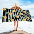 thumbnail image 1 of LACKUST Black Striped Pineapple Beach Towel - Absorbent Quick-Dry for Summer, Large, 1 of 6