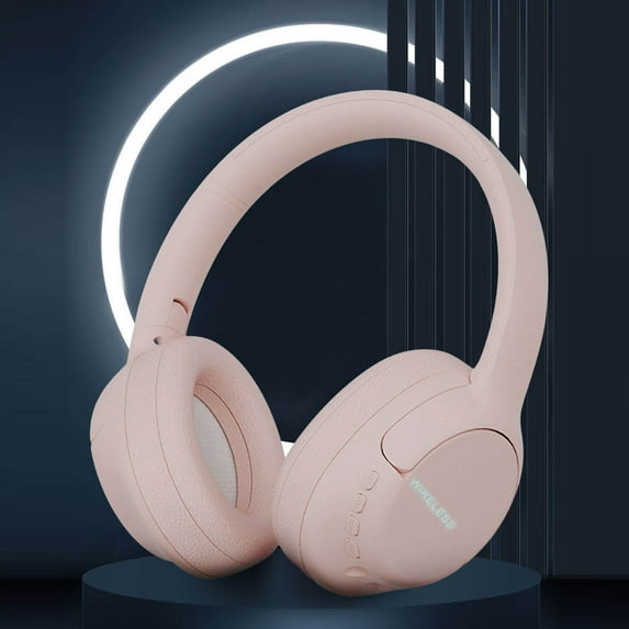 LACKUST Bluetooth 5.3 Foldable Headphones with Subwoofer,Clearance Noise Cancelling Bluetooth Headphones for Kids,Over Ear Noise Cancelling,Built-in Mic,and Soft Earmuffs,Pink