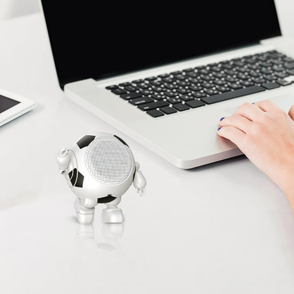 LACKUST Bluetooth Robot Speaker Cute Portable Small Steel Bluetooth Audio Wireless,White