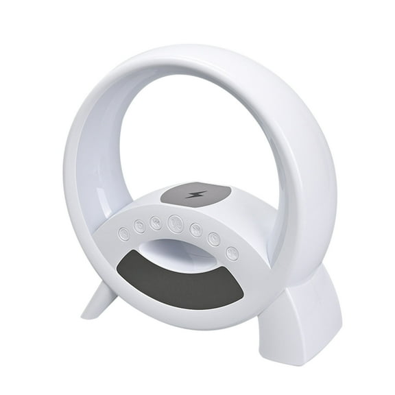 LACKUST Bluetooth Speaker with Alarm Clock, 15W Wireless Charging, Dimmable RGB Night Light, Bluetooth 5.3 for Bedroom - White