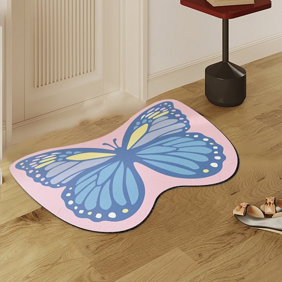 LACKUST Butterfly-shape Bathroom Rugs Diatom Mud Mat - Non-Slip Wear-Resistant Bath Mats Suitable for Bathroom Living Room Kitchen,23.6x15.7in,Multicolor