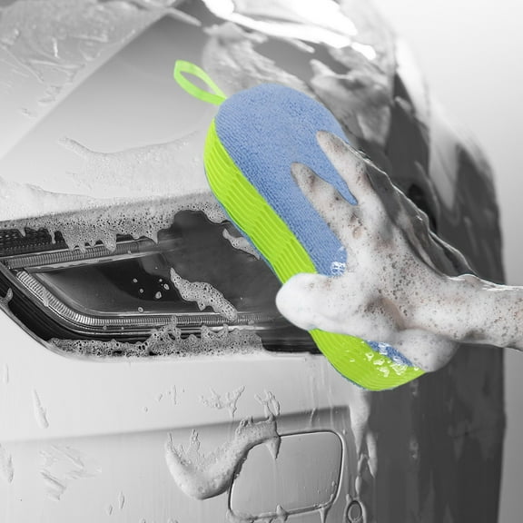 LACKUST Car Wash Microfiber Sponge,Car Washing Sponge 8-shaped Large High-density Absorbent Cleaning Sponge,Blue