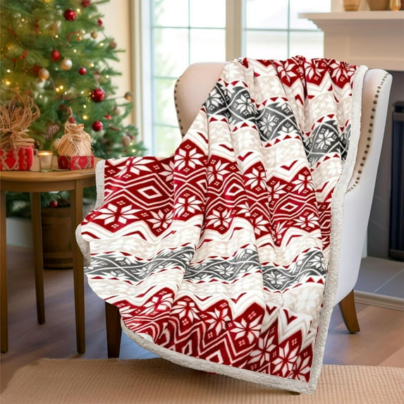 LACKUST Christmas Blankets and Throws Clearance ,Christmas Snowflake Decoration Throw,39.4x27.6in Soft Blankets for Bed Car Sofa Holiday Gift,Red