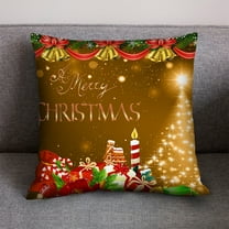 LACKUST Christmas Pillow Covers, 18x18 Inch, Red Green Gold Xmas Tree Rustic Holiday Print, Decorative Outdoor Pillowcases, Farmhouse Winter Decorations, Throw Cushion Case Decor for Couch Sofa BedC
