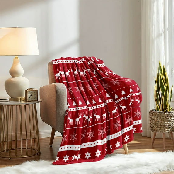 LACKUST Christmas Printed Blanket Clearance ,Sofa Christmas Blanket,39.4x27.6in Holiday Decor Blankets for Sofa Bed Picnic and Outdoor Festive Fun,Red